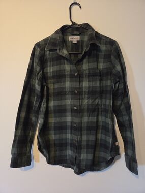 Carhartt Green Plaid Button-Up Shirt Flannel
